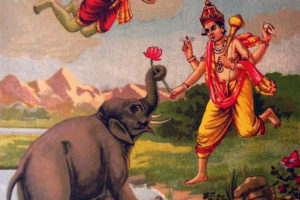 Gajendra being saved by Lord Vishnu